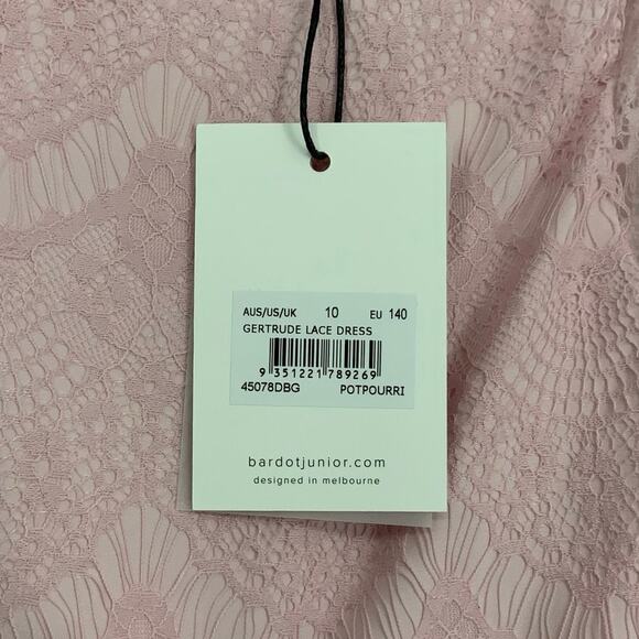 Bardot Junior Size 10 Popourri Gertrude Lace Dress Scallop Hem Long Sleeve O3-8 - Picture 8 of 10